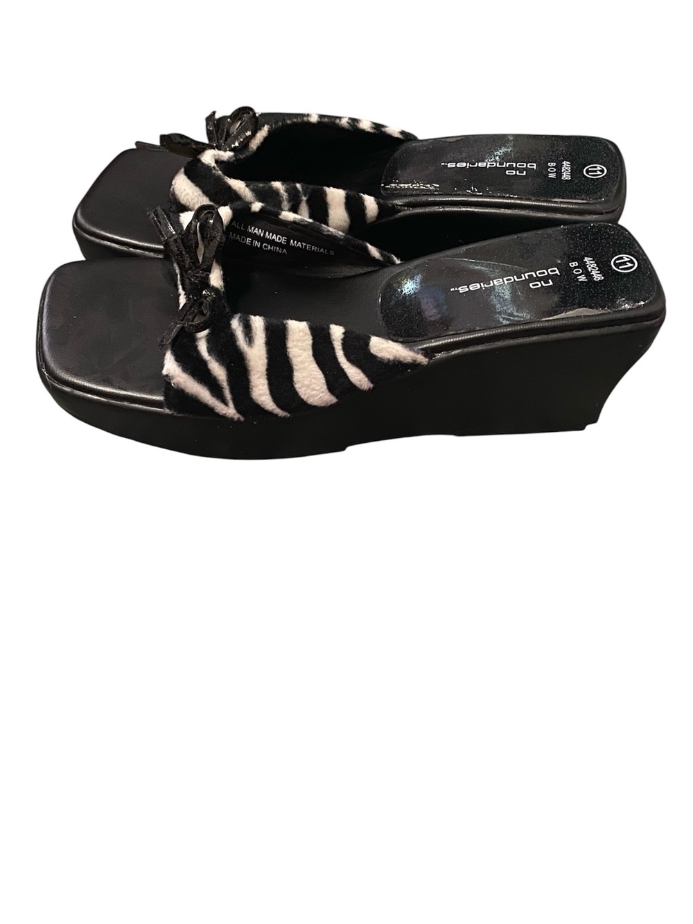 Y2K No Boundaries Black & White Zebra Slide Mules with Bow 11 - Picture 5 of 11